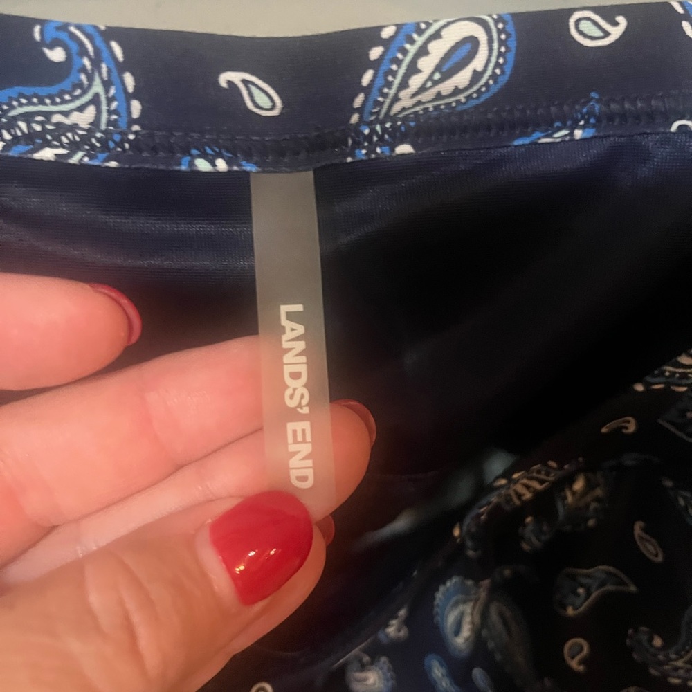 Lands' End Navy Blue paisley blouson  tankini top and matching swim bottoms 16W - Picture 2 of 7